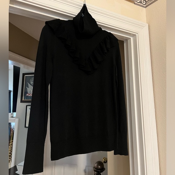 J. Crew Tippi Ruffle Turtleneck Sweater In Black, XS - Picture 3 of 5